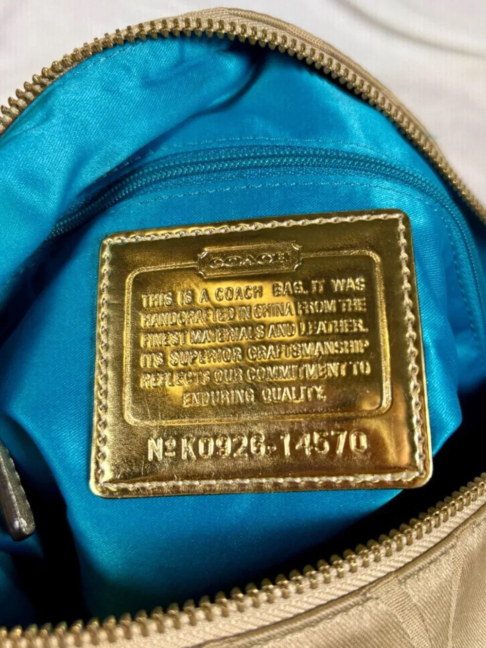 Y2K Coach Poppy Signature Sateen Pocket Hobo in Metallic Gold with Charms - Picture 12 of 13